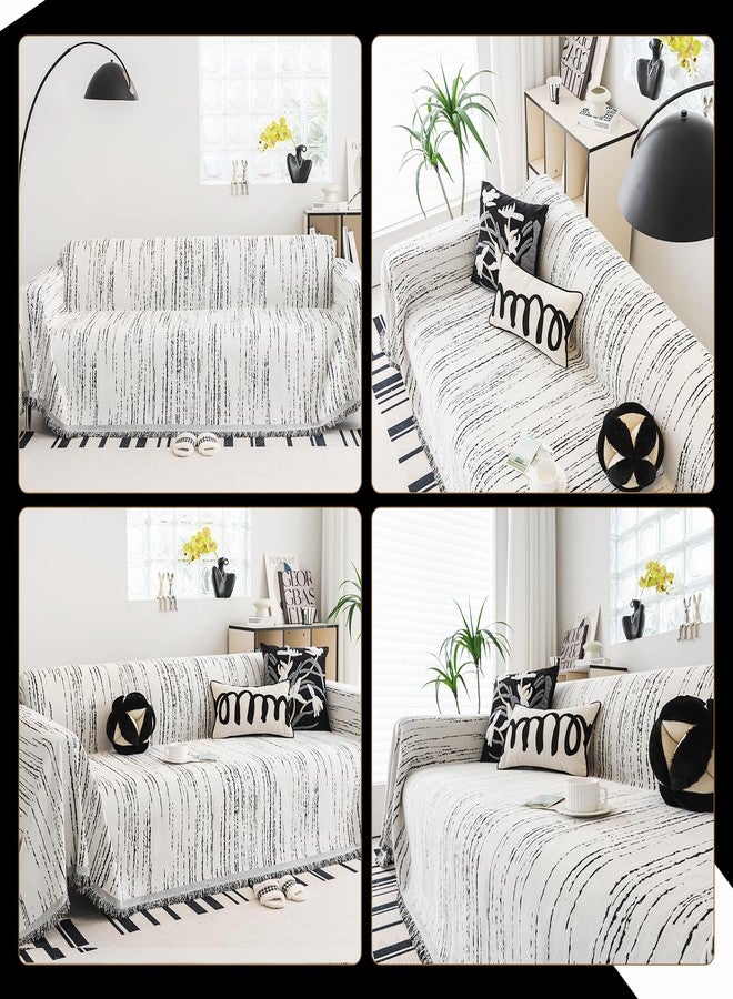 WEYOND Chenille Couch Cover Pet Friendly, Sofa Cover Washable, Reversible Sofa Slipcover for Sectional Sofa, Loveseat, 2 or 3 Cushion Couch, Corner Sofa, Futon Cover (71" X 118", White) - Image 2